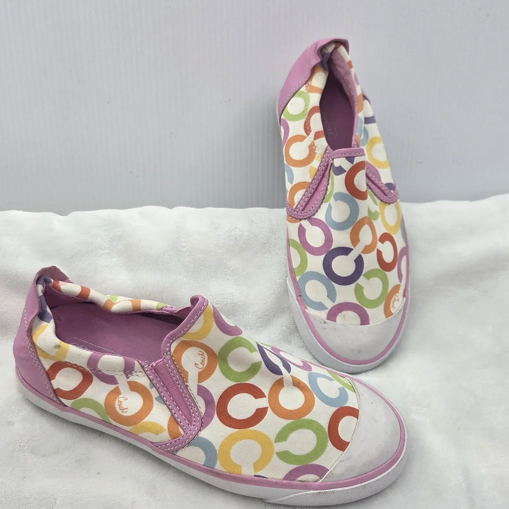 Coach‎ Leatherware Slip-On Sneakers Multicolor C Logo Women’s 6.5B